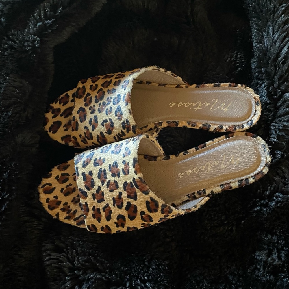 Matisse Lira Calf Hair Leopard Animal Print Slip on Sandal - Picture 7 of 13